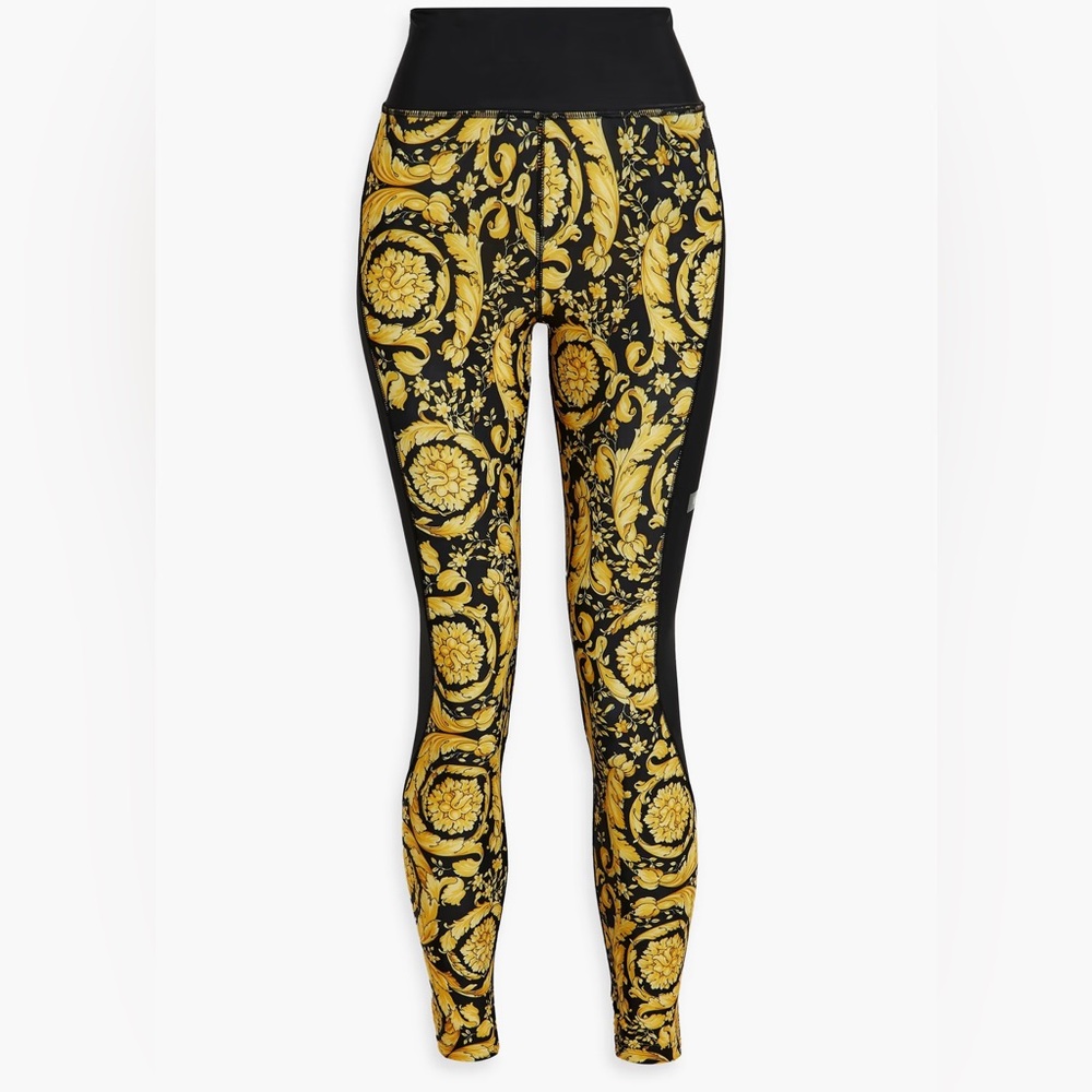 Versace Women’s Black and Gold Patterned Leggings